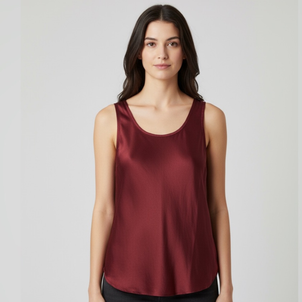 Vince- Silk Burgundy Women's Tank Top